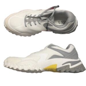 Zara White and Gray Sneakers with Yellow Accent